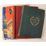 Simplex maroon cloth album, improved stamp album, Dan Dare album, Trusty album,