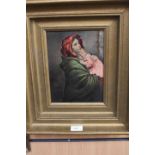 Italian School 19th Century oil on board, Mother & Child study, by Ferruzzi, signed L.