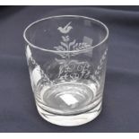 Early 19th Century glass rummer with engraved initials and pattern,