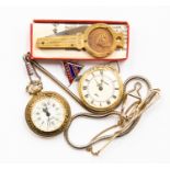 Two 20th Century (late) pocket watches, 1952 Farthing (key), penknife,