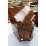 A George III mahogany and boxwood strung Serpentine knife box,
