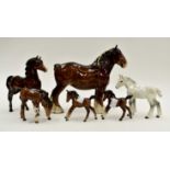 Group of Beswick horses and goals including shire horse (6)