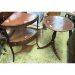 19th Century wine table, mahogany alongside, early 19th Century corner wash stand,