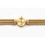 A 9ct gold bracelet watch, Ca'Dovo quartz ladies, gold tone dial diameter approx 14mm,