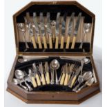 Mid 20th Century oak cased canteen of cutlery