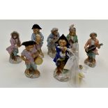 Seven 20th Century Meissen monkeys,