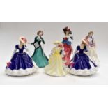 A collection of Royal Doulton lady figures,