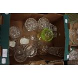 A collection of miscellaneous glass, 14 items in total, provenance; Exton Hall; three Pickle jars,