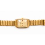 A vintage 14ct gold Chalet wristwatch, rectangular dial approx 18mm x 21mm, subsidiary dial,