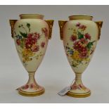 Pair of Royal Worcester blush ivory floral mist vases