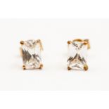 A pair of 9ct gold and cz stud earrings, butterfly fittings,