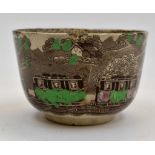 19th Century bowl with early train and carriages,