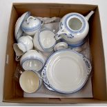 Circa 1920's children's 14 piece tea service, blue and white,