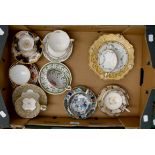 A collection of Victorian and 20th Century tea cups and saucers, including Royal Crown Derby,