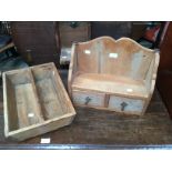 Wooden cutlery tray and small wooden shelving cabinet