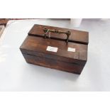 Mahogany writing box with brass corners along with pen box with hinged lids (2)