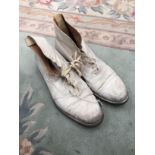 A pair of 1940's leather cricket boots with original laces, by Cable,