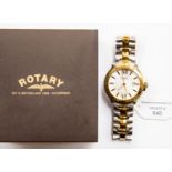 A gentleman's Rotary bracelet watch, stainless steel and gold plate,