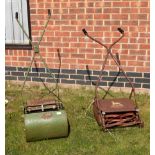 Two vintage lawn mowers, one Maxees M.K.3 and one Qualcast.