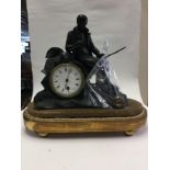 French mantle clock with bronze style figure of Napoleon, single train French movement,