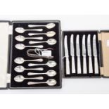 A boxed Elkinton and Sons teaspoons and tongs 13,