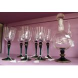 Set of six Murano wine glasses with matching decanter (7)