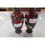 A pair of Japanese Meiji period cloisonne vases.