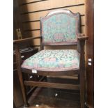 Edwardian armchair with padded back and seat