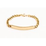 A 9ct gold gold identity bracelet, plain top, length approx 21cm, weight 23.