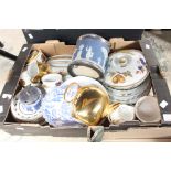 A collection of various ceramics, comprising Royal Worcester Evesham, Royal Worcester gilded teapot,