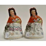Two Staffordshire Red Riding Hood figures,