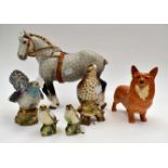 Beswick; a Percheron (matte)) dapple grey horse, a Corgi dog, a 1950's,