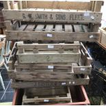 Eight vintage wooden apple crates.