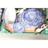 Collection of blue and white 20th Century Copeland Spode with Jasperware candlestick's,