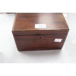 A mahogany tea caddy, contents are buttons,