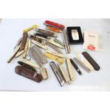 Collection of pen knives including late 19th century and early 20th century examples,