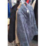 Grey coney jacket early 1970's; a blonde faux fur 1960's jacket;