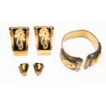 A 1934-1936 Art Deco Jean PainLeve vintage set featuring L'Hippocampe, a four piece set, a cuff,