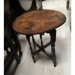 Folding circular oak occasional table