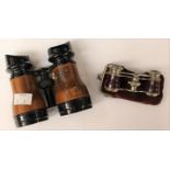 20th Century binoculars with leather handles,