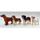 Four Beswick dogs; Jack Russell, St Bernard,