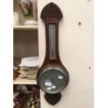 Early 20th Century oak wall hanging barometer