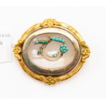 A Victorian agate and turquoise brooch,