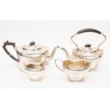 An Edwardian four piece silver teaset, comprising teapot,