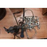 Metalware; horse bits - double snaffle and pelham snaffles, stirrups,