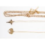 Three 9 ct gold ladies fine link chains,