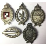 Reproduction WW1 Imperial German War Badge collection: Pilot, Observer, Zeppelin,