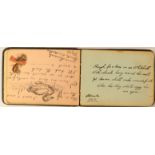 WW1 era autograph album containing poems/proverbs and cartoons/watercolours (probably after