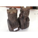 A pair of carved oak Royal figures,