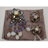 Christian Dior costume brooch and clip earrings,